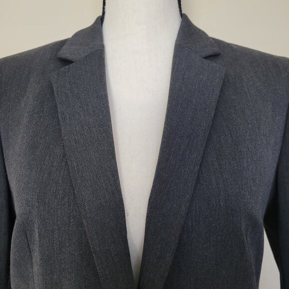 Express Women's 8 Charcoal Gray Suit Jacket Blazer Single Breasted 1 Button - Picture 2 of 16
